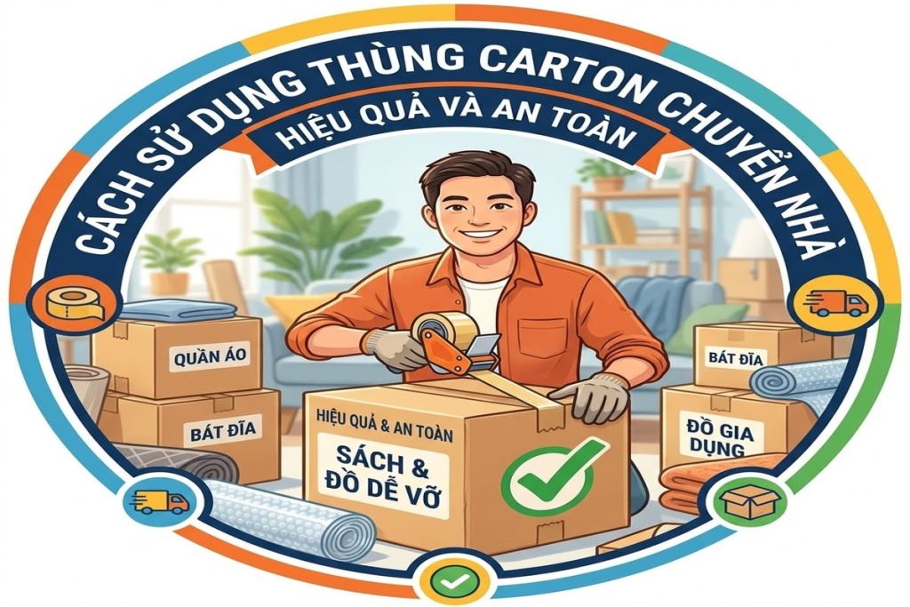 Cách sử dụng thùng carton chuyển nhà hiệu quả và an toàn