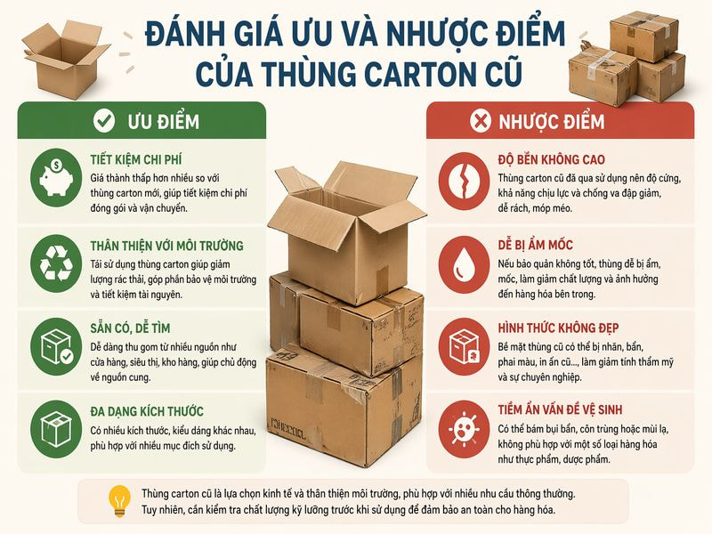 Đánh giá ưu và nhược điểm của thùng carton cũ