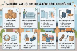 Danh sách vật liệu bọc lót và đóng gói khi chuyển nhà