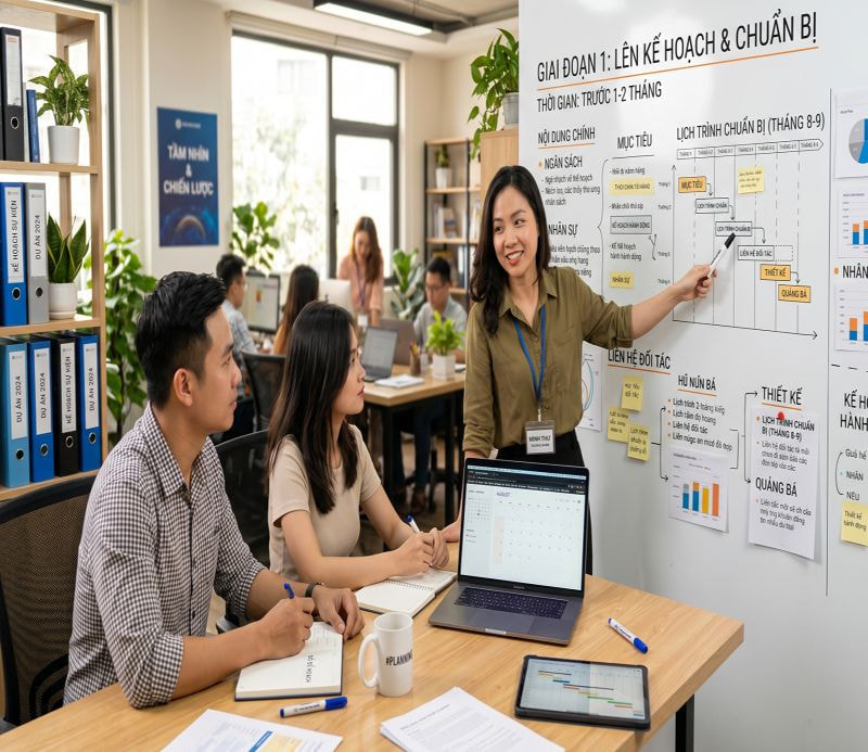 Giai đoạn 1: Lên kế hoạch và chuẩn bị (Trước 1 - 2 tháng)
