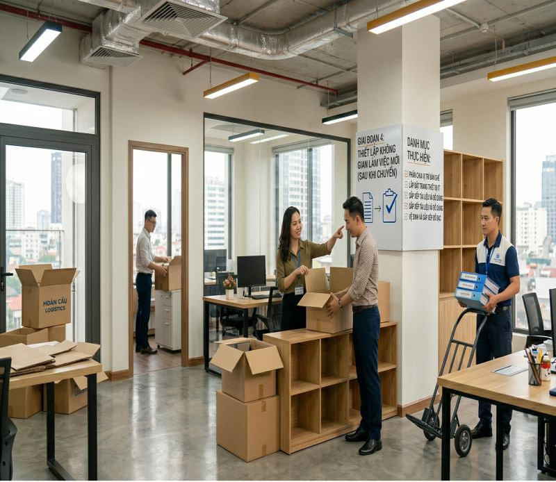 Giai đoạn 4: Thiết lập không gian làm việc mới (Sau khi chuyển)