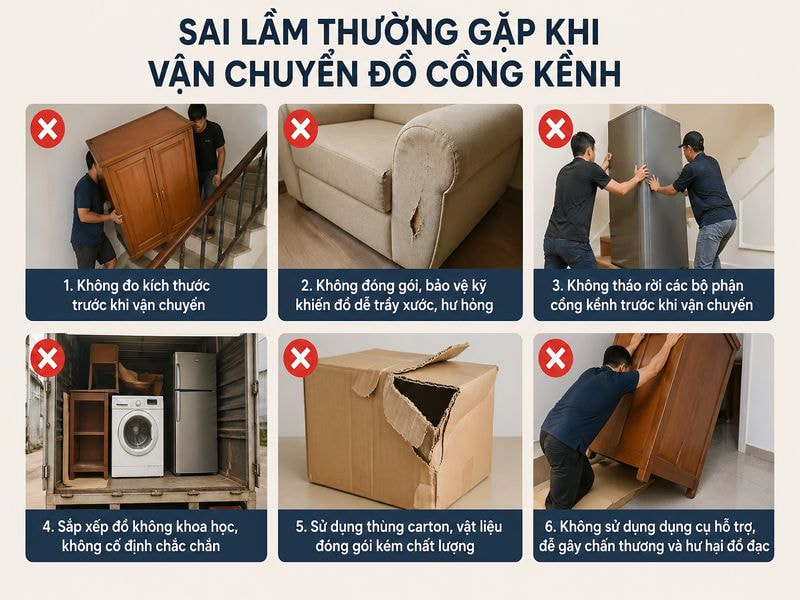 Sai lầm thường gặp khi vận chuyển đồ cồng kềnh