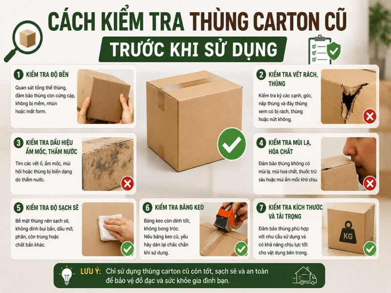 Có nên dùng thùng carton cũ khi chuyển nhà? 10 Cách kiểm tra thùng carton cũ trước khi sử dụng
