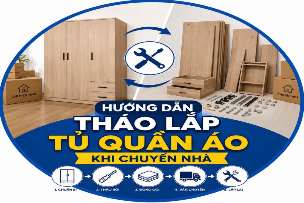Hướng dẫn tháo lắp tủ quần áo khi chuyển nhà đúng kỹ thuật 1 Hướng dẫn tháo lắp tủ quần áo khi chuyển nhà