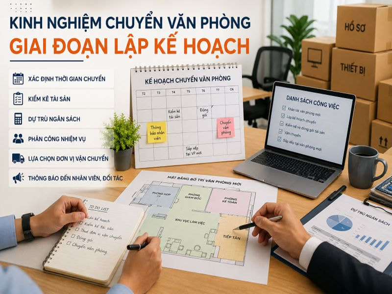 Chia sẻ kinh nghiệm chuyển văn phòng an toàn, không thất lạc 8 Kinh nghiệm chuyển văn phòng - Giai đoạn lập kế hoạch