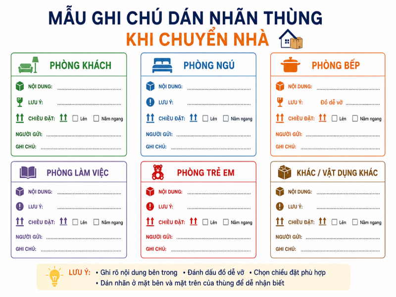 Ghi chú dán nhãn thùng khi chuyển nhà khoa học, gọn gàng 9 Mẫu ghi chú dán nhãn thùng khi chuyển nhà