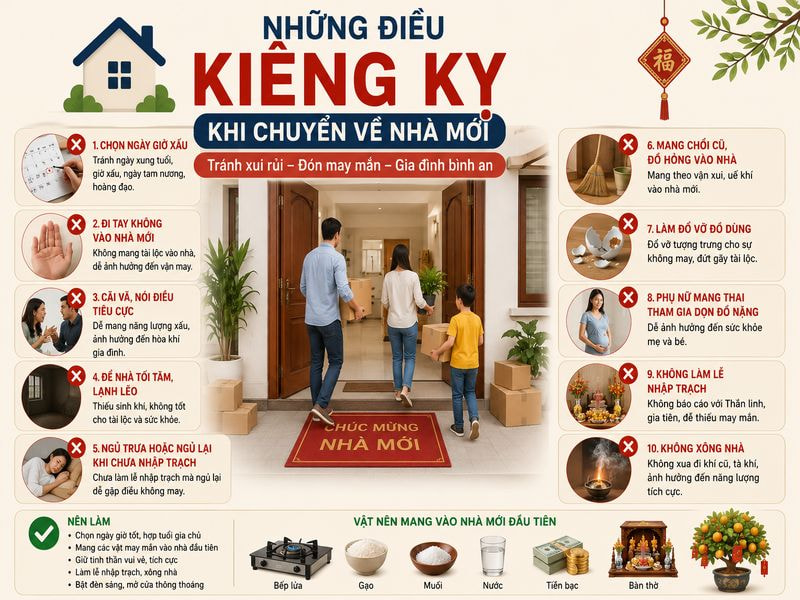 Những điều kiêng kỵ khi chuyển về nhà mới tránh xui rủi 8 Những điều kiêng kỵ khi chuyển về nhà mới