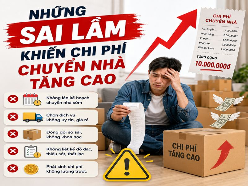 Cách tiết kiệm tối đa chi phí chuyển nhà hiệu quả, ít phát sinh 10 Những sai lầm khiến chi phí chuyển nhà tăng cao