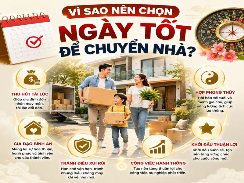 Cách chọn ngày tốt để chuyển nhà may mắn, hợp tuổi gia chủ 8 Vì sao nên chọn ngày tốt để chuyển nhà?