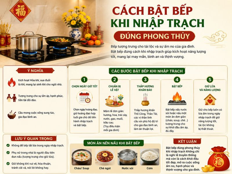 Cách bật bếp khi nhập trạch đúng phong thủy