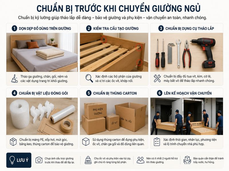 Chuẩn bị trước khi chuyển giường ngủ