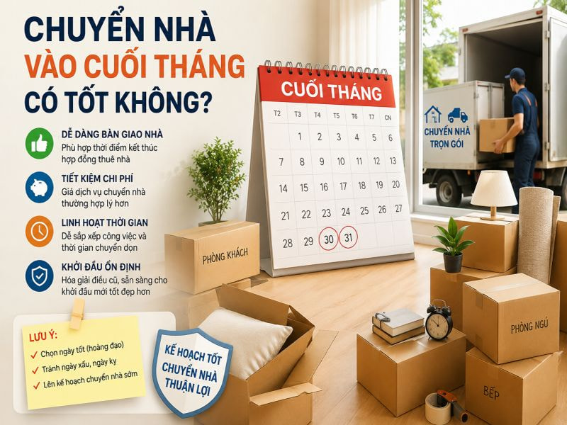 Nên chuyển nhà vào đầu tháng hay cuối tháng? 9 Chuyển nhà vào cuối tháng có tốt không?