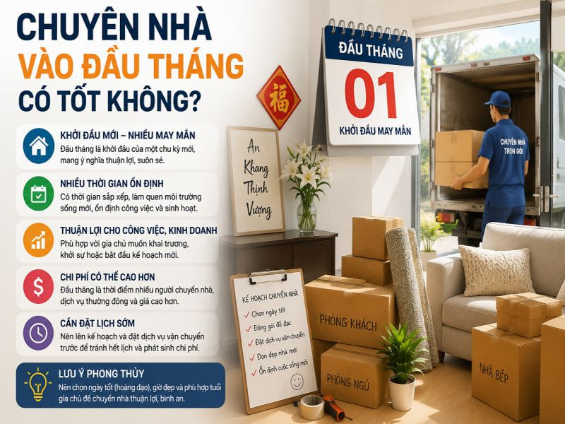 Nên chuyển nhà vào đầu tháng hay cuối tháng? 8 Chuyển nhà vào đầu tháng có tốt không?
