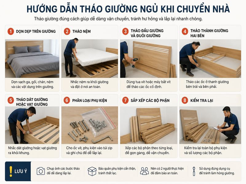 Hướng dẫn tháo giường ngủ khi chuyển nhà