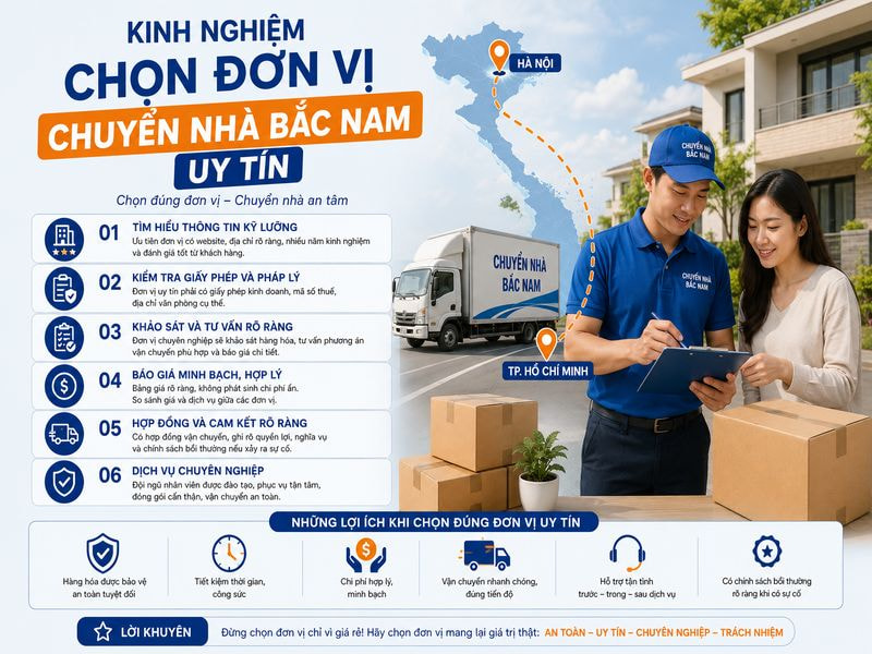 Kinh nghiệm chọn đơn vị chuyển nhà Bắc Nam uy tín