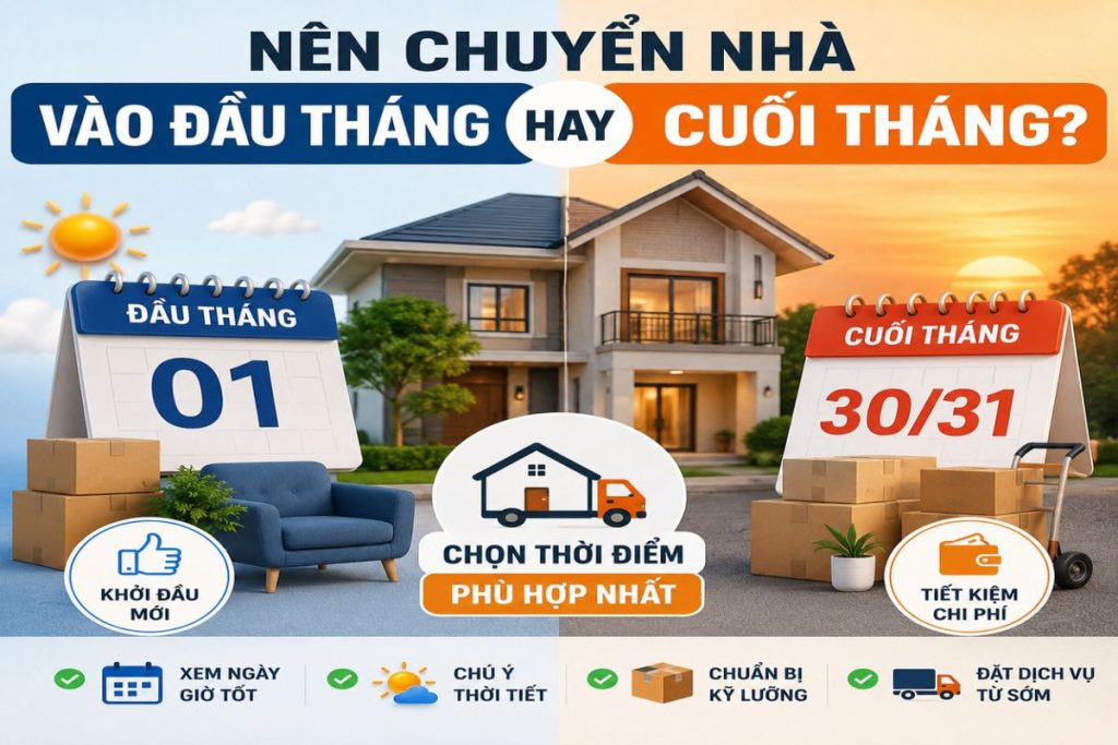 Nên chuyển nhà vào đầu tháng hay cuối tháng? 1 Nên chuyển nhà vào đầu tháng hay cuối tháng