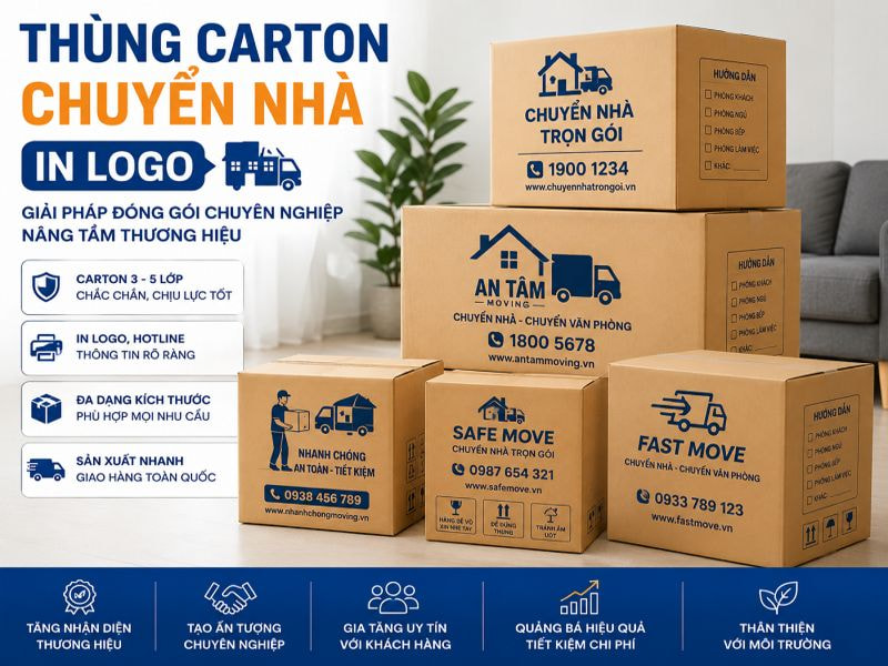 Dịch vụ in thùng carton chuyển nhà chuyên nghiệp cho các doanh nghiệp 8 Thùng carton chuyển nhà in logo