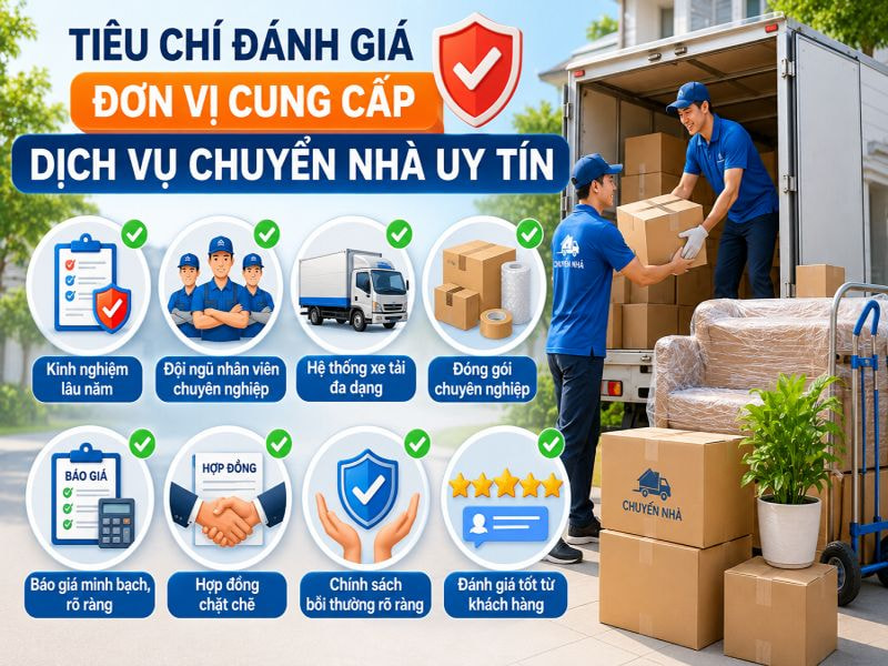 Tổng hợp các đơn vị cung cấp dịch vụ chuyển nhà 8 Tiêu chí đánh giá một đơn vị cung cấp dịch vụ chuyển nhà uy tín