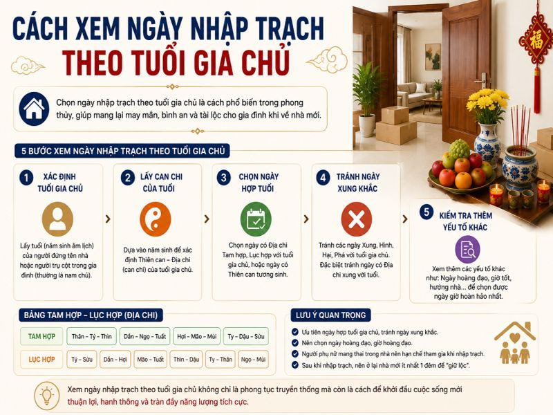 Cách xem ngày nhập trạch theo tuổi gia chủ