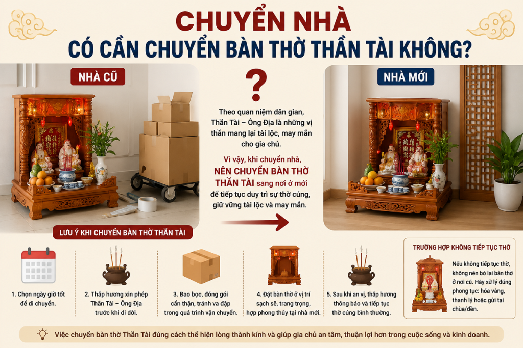 Chuyển nhà có chuyển bàn thờ Thần Tài không