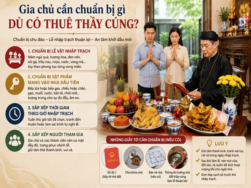 Những điều gia chủ cần biết khi thuê thầy cúng nhập trạch? 9 Gia chủ cần chuẩn bị gì dù có thuê thầy cúng?