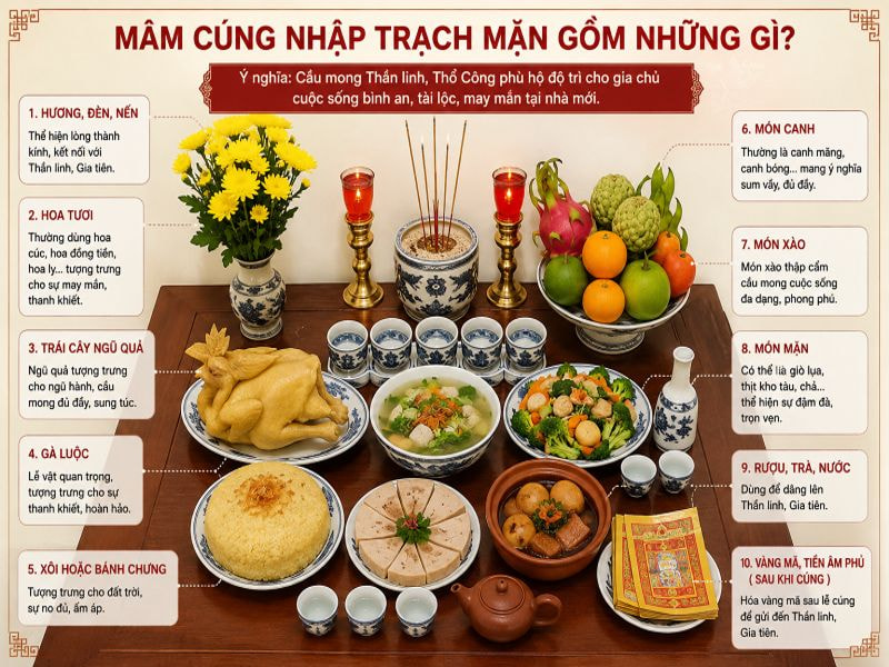 Mâm cúng nhập trạch mặn gồm những gì?