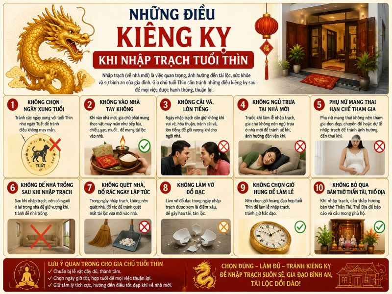 Những điều kiêng kỵ khi nhập trạch tuổi Thìn