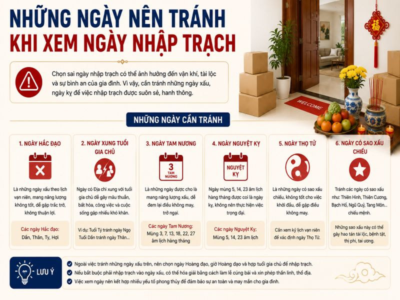 Những ngày nên tránh khi xem ngày nhập trạch