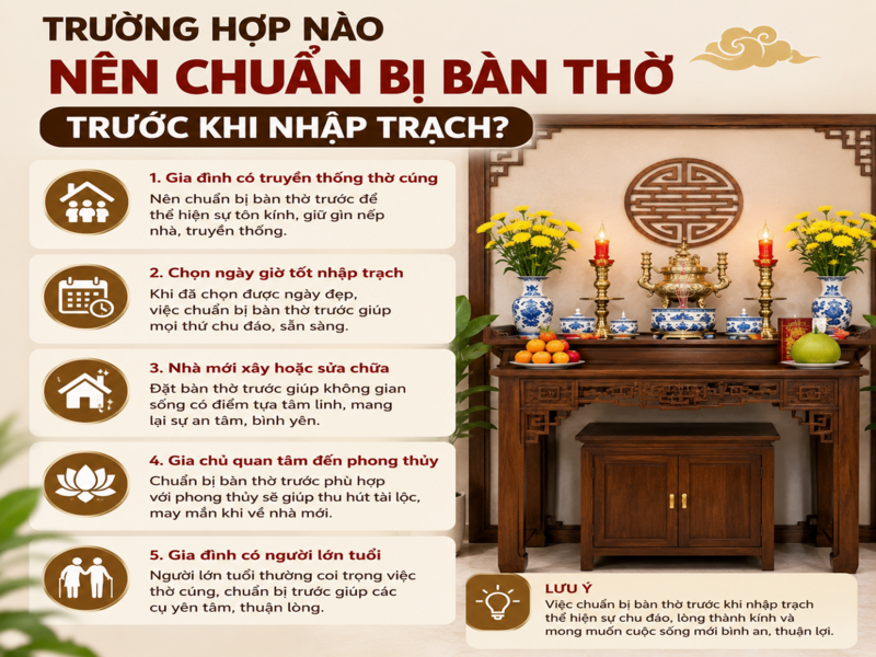 Trường hợp nào nên chuẩn bị bàn thờ trước khi nhập trạch