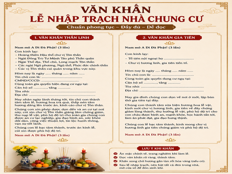 Lễ nhập trạch nhà chung cư: Ý nghĩa, thủ tục và điều cần biết 10 Văn khấn lễ nhập trạch nhà chung cư