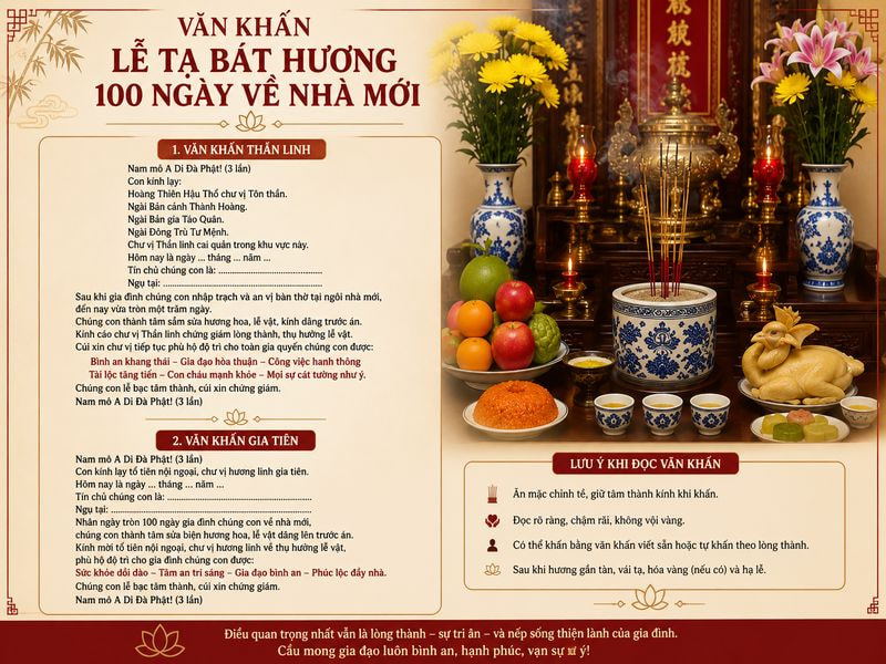 Lễ tạ bát hương 100 ngày về nhà mới: Ý nghĩa, lễ vật, văn khấn 10 Văn khấn lễ tạ bát hương 100 ngày về nhà mới
