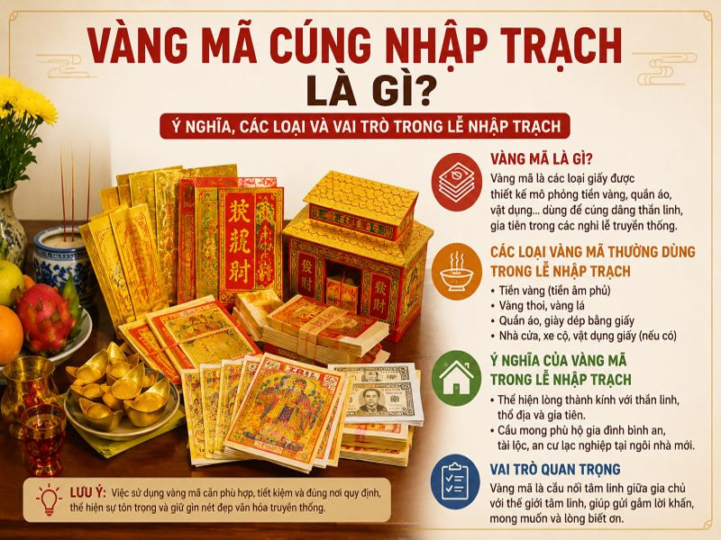 Vàng mã cúng nhập trạch xong làm gì? Ý nghĩa, cách dùng đúng 8 Vàng mã cúng nhập trạch là gì?