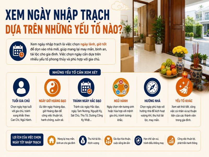 Xem ngày nhập trạch dựa trên những yếu tố nào?