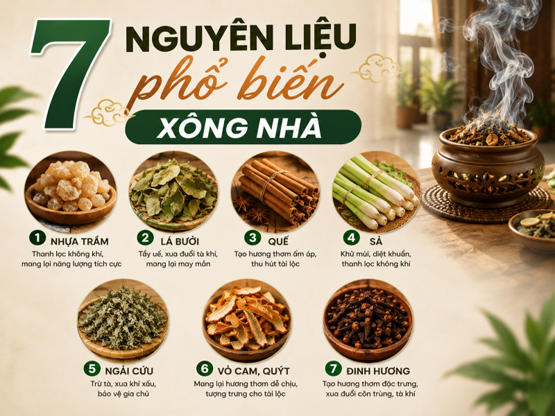 7 nguyên liệu phổ biến xông nhà