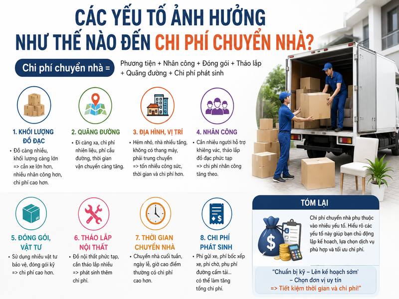 Các yếu tố ảnh hưởng tới việc chuyển nhà cần lưu ý 9 Các yếu tố ảnh hưởng như thế nào đến chi phí chuyển nhà?