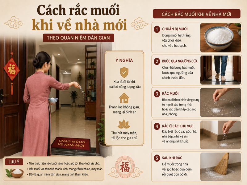 Cách rắc muối khi về nhà mới theo quan niệm dân gian
