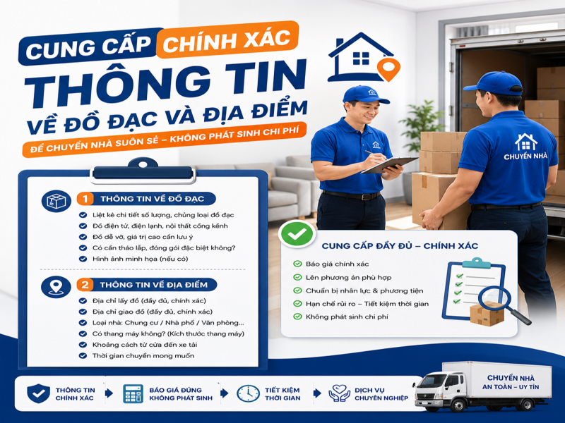 10 Lưu ý khi thuê dịch vụ chuyển nhà tránh rủi ro 9 Cung cấp chính xác thông tin về đồ đạc và địa điểm