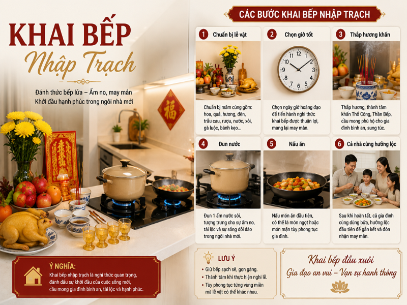 Lắp bếp trước ngày nhập trạch: Nên hay không nên? 8 Khai bếp nhập trạch