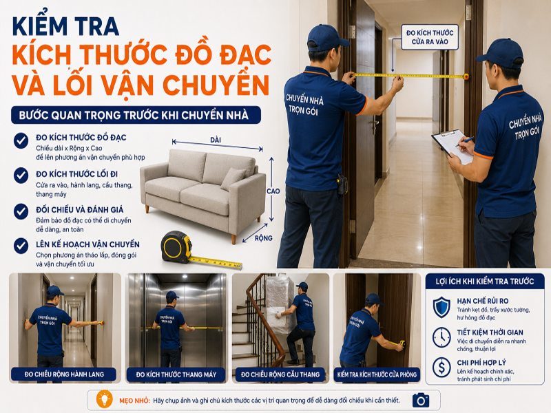 Chuyển nhà chung cư cần lưu ý gì? 10 điều quan trọng 9 Kiểm tra kích thước đồ đạc và lối vận chuyển