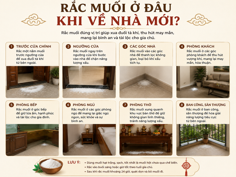 Rắc muối khi về nhà mới để làm gì?