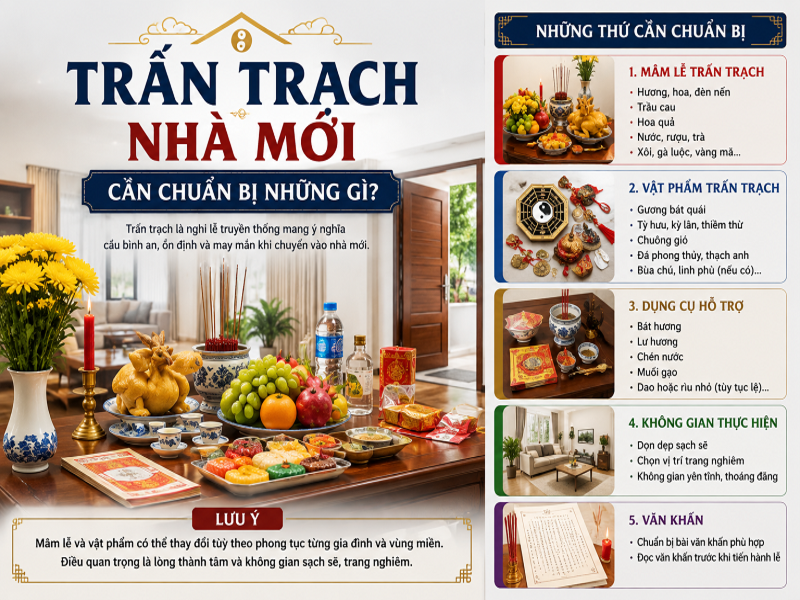 Trấn trạch là gì? Hướng dẫn cách trấn trạch nhà mới 8 Trấn trạch nhà mới cần chuẩn bị những gì?