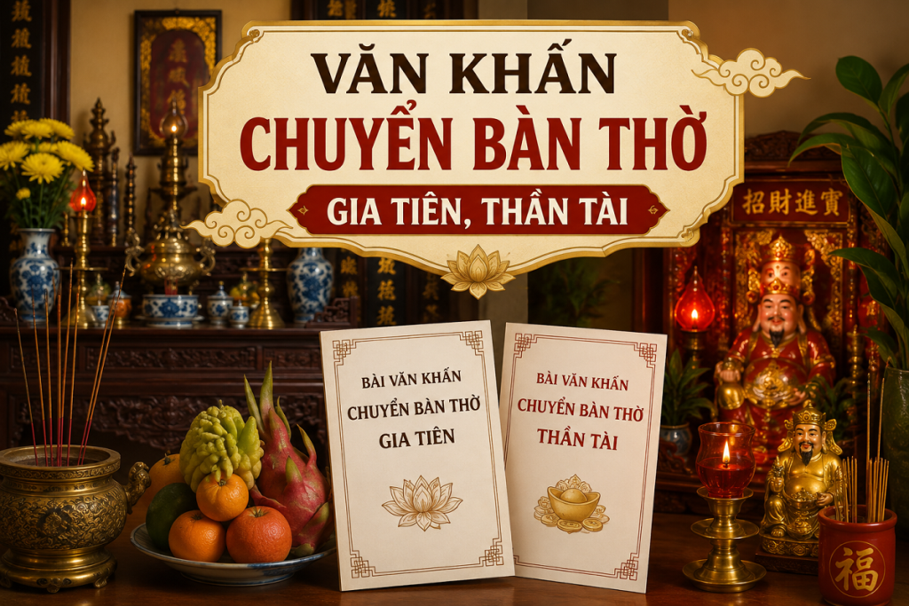 Văn khấn chuyển bàn thờ gia tiên, thần tài
