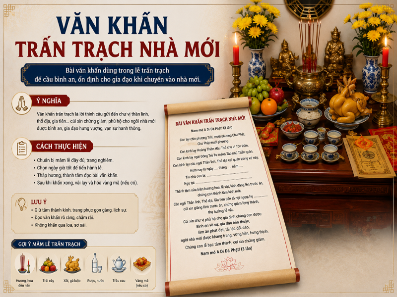 Trấn trạch là gì? Hướng dẫn cách trấn trạch nhà mới 10 Văn khấn trấn trạch nhà mới (Tham khảo)