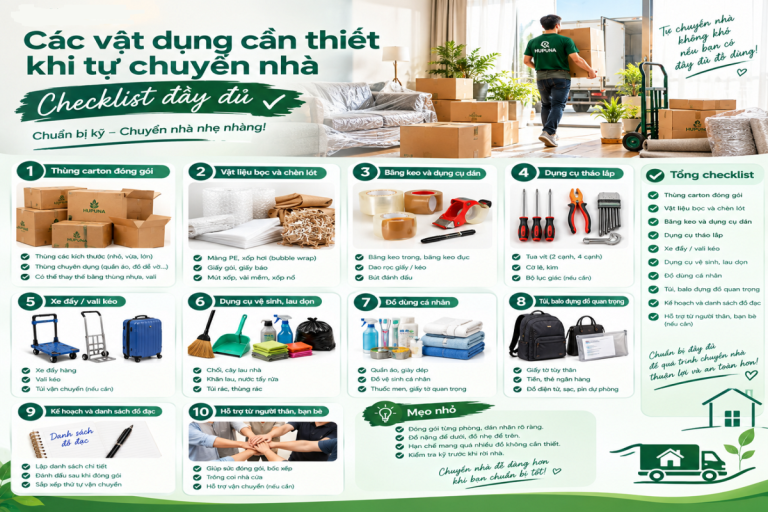 Các vật dụng cần thiết khi tự chuyển nhà Checklist đầy đủ